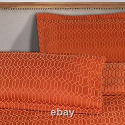 Couvre-lit en jacquard tissé géométrique en mélange de coton avec bordure à franges et ensemble de taies d'oreiller