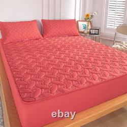 Couvre-lit matelassé en coton, housse de matelas élastique anti-dérapante, draps ajustés à fixation non-glissante