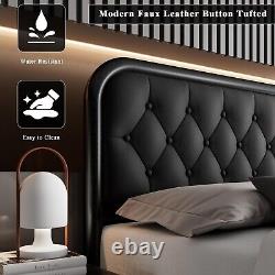 Ensemble de chambre à coucher de taille complète Mobilier Lit plateforme noir 2 tables de nuit Tête de lit Nouveau