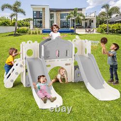 Grande toboggan double pour enfants, aire de jeu pour tout-petits dans la cour arrière, ensemble de jeux cadeaux pour l'intérieur/extérieur.