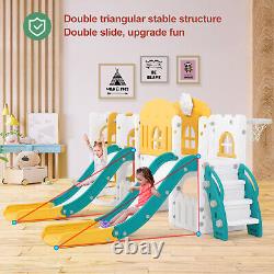 JOYLDIAS 10en1 Toboggan Double pour tout-petits avec balançoire Ensemble de jeu pour enfants intérieur/extérieur