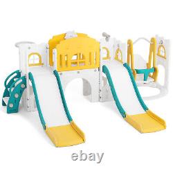 JOYLDIAS 10en1 Toboggan Double pour tout-petits avec balançoire Ensemble de jeu pour enfants intérieur/extérieur