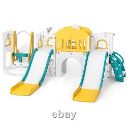 JOYLDIAS 10en1 Toboggan Double pour tout-petits avec balançoire Ensemble de jeu pour enfants intérieur/extérieur