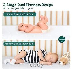 Matelas de lit de bébé respirant, matelas en mousse à mémoire double face pour tout-petit, imperméable