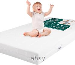 Matelas de lit de bébé respirant, matelas en mousse à mémoire double face pour tout-petit, imperméable