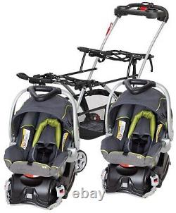 Nouveau cadre de poussette double pour bébé avec 2 sièges auto système de voyage pour jumeaux