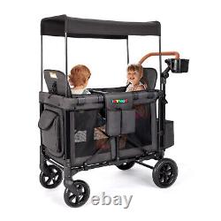 Poussette chariot JOYMOR pour 2 enfants, poussette pliante 2 en 1 avec siège haut, noir