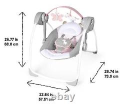 Poussette combinée rose pour bébé fille avec siège auto, centre de nurserie, parc de jeu et balançoire pour bébé