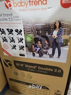 Poussette double Baby Trend Sit N' Stand 2.0 DLX avec harnais de sécurité à 5 points refermable