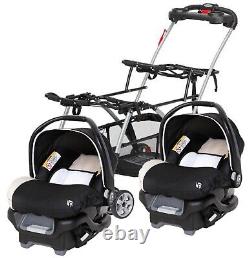Poussette double cadre unisexe Baby Trend avec 2 sièges d'auto pour jumeaux - ensemble de voyage combiné