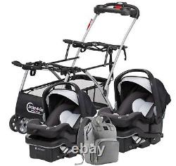 Poussette double combo avec sièges d'auto, sac à couches et ensemble de voyage pour jumeaux nouveau-nés