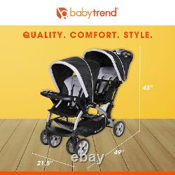 Poussette double de voyage facilement pliable Baby Trend Sit N' Stand, pour tout-petit et bébé, Stormy