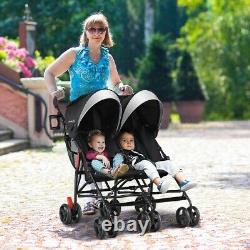 Poussette double pliable pour bébés jumeaux - poussette parapluie ultralégère pour enfants