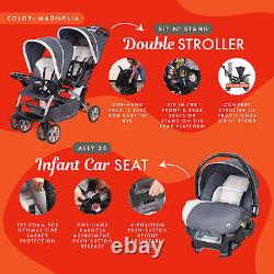 Poussette double pour bébé Baby Trend Sit N Stand & Combo de 2 sièges auto pour nourrissons, Magnolia