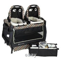 Poussette double pour bébé avec 2 sièges d'auto, parc d'activités et système de voyage pour jumeaux nouveau-nés