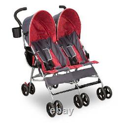 Poussette double pour bébé pliante avec côté pour enfant et grand auvent léger pour l'extérieur