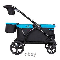 Poussette wagon Baby Trend Expedition à pousser ou à tirer avec auvent bleu (boîte ouverte)