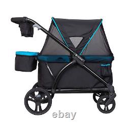 Poussette wagon Baby Trend Expedition à pousser ou à tirer avec auvent bleu (boîte ouverte)