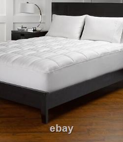 Protège-matelas en coton égyptien 300 g/m², poche profonde de 15 pouces, rayures blanches, tailles américaines