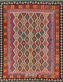 Tapis Kilim Kelim à Double Face en Laine Tissée à Plat 8x10 ft