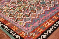 Tapis Kilim Kelim à Double Face en Laine Tissée à Plat 8x10 ft