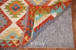 Tapis Kilim Kelim à double face en laine tissée à plat de 7x10 pieds