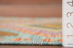 Tapis de couloir en laine à motif kilim coloré à double face de 3x13 pieds