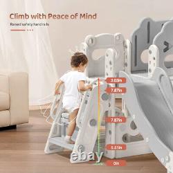 Toboggan double pour enfants 8 en 1, aire de jeux pour tout-petits avec balançoire, structure d'escalade, pour intérieur/extérieur